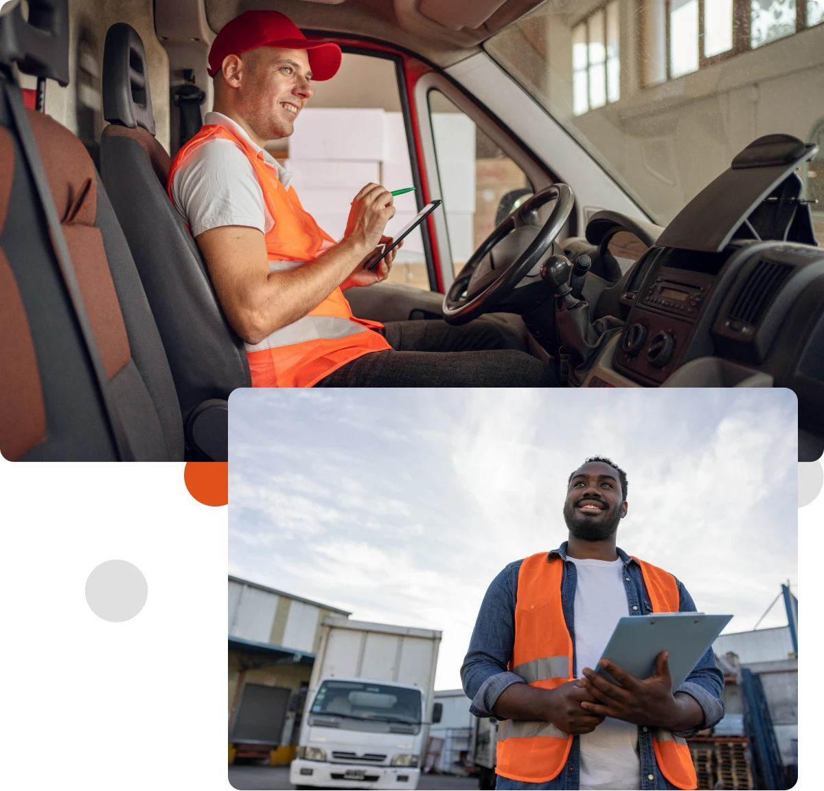 Smiling worker outside warehouse