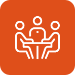 Three people at table icon