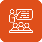 Classroom presentation icon on orange background