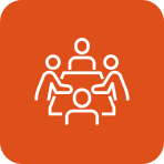 People sitting around table icon