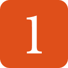 Orange square with number one inside
